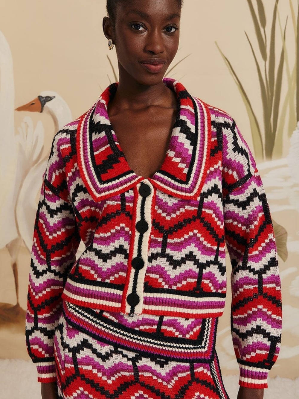 **NWOT**   FARM Rio Multicolor Ombré Heart Knit Cardigan